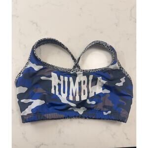 Rumble Boxing Sports Bra Blue Camo Print Size Small